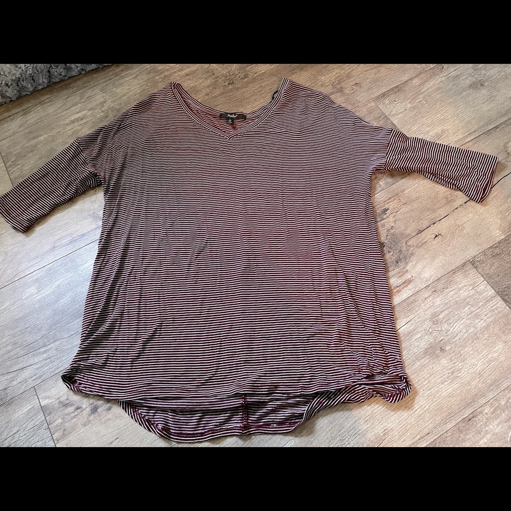 Maroon and White Striped Tee